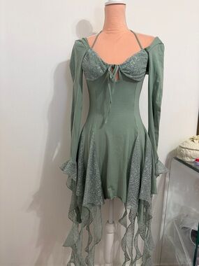 Dolls Kill Sugar Thrillz LOST IN FAIRYLAND MINI DRESS - GREEN